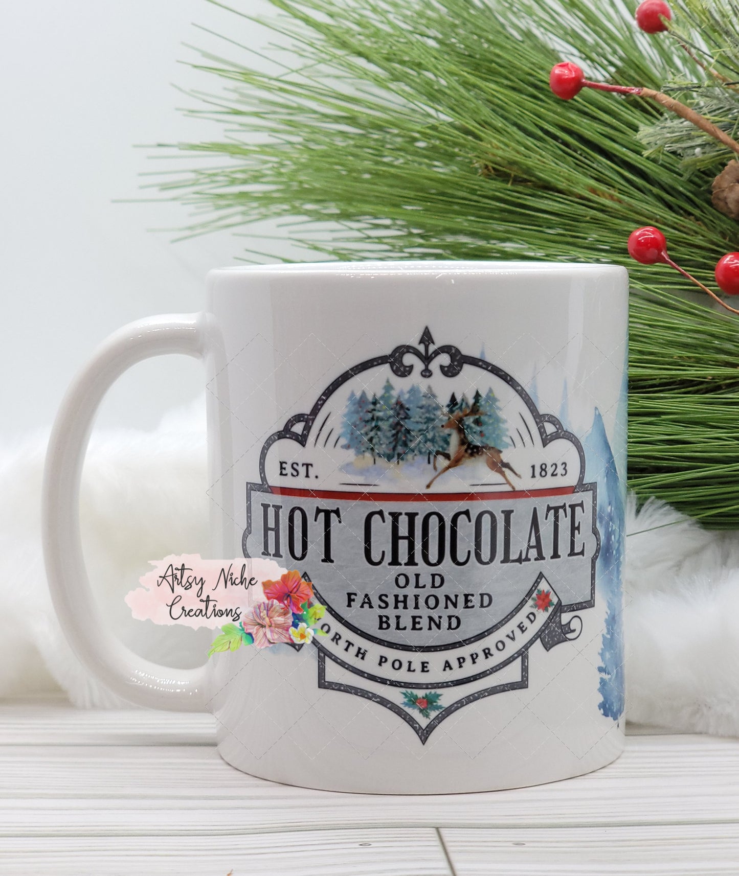 11 oz Hot Chocolate Winter Scene Wrap ORCA Coated Dishwasher Safe Coffee Mug