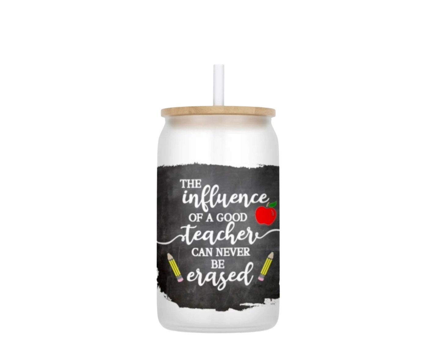 Teacher Influence 16oz Frosted Glass Can Set