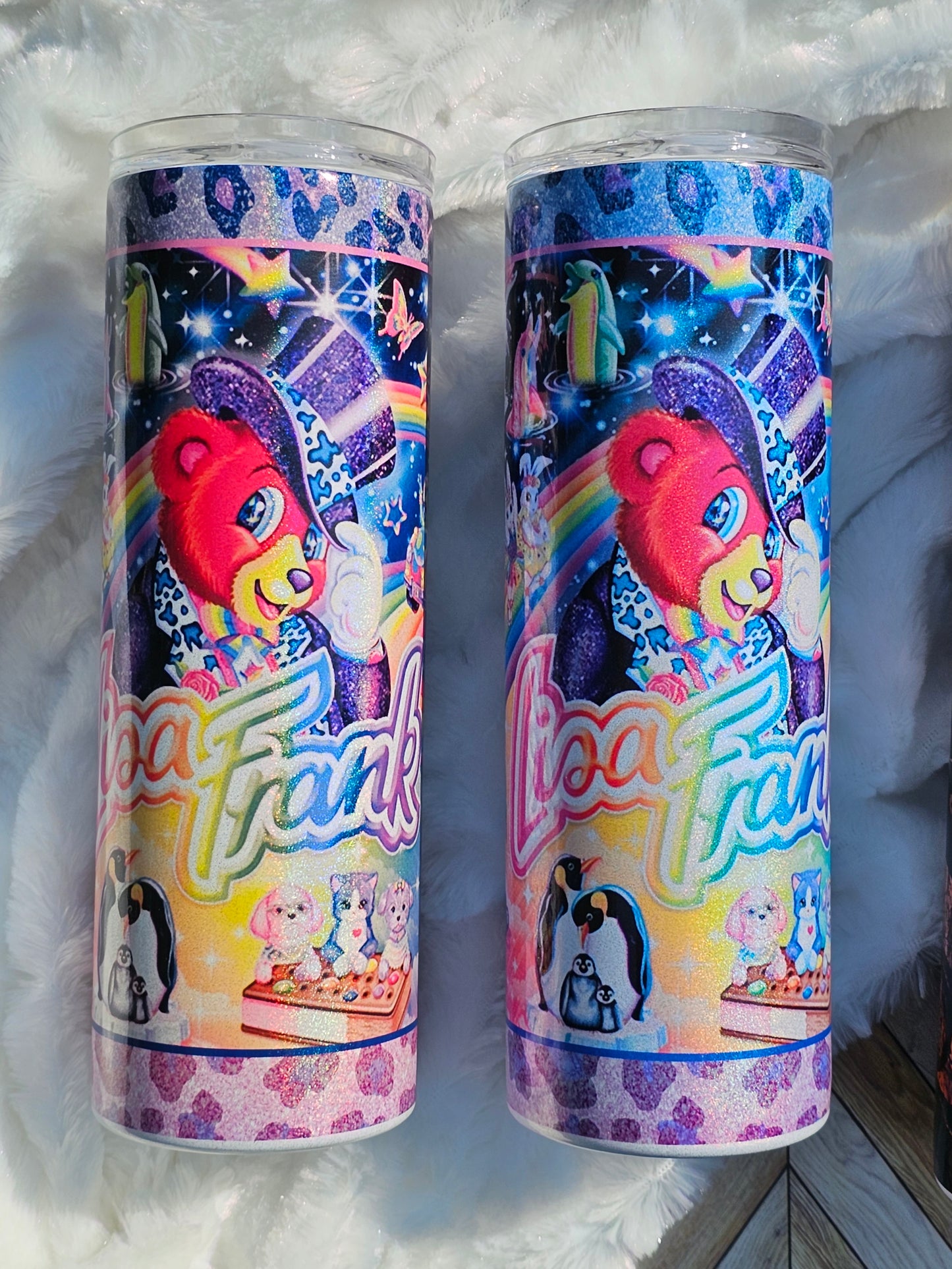 20 oz Holographic Skinny Lisa Frank Sublimation Tumbler - Imperfect