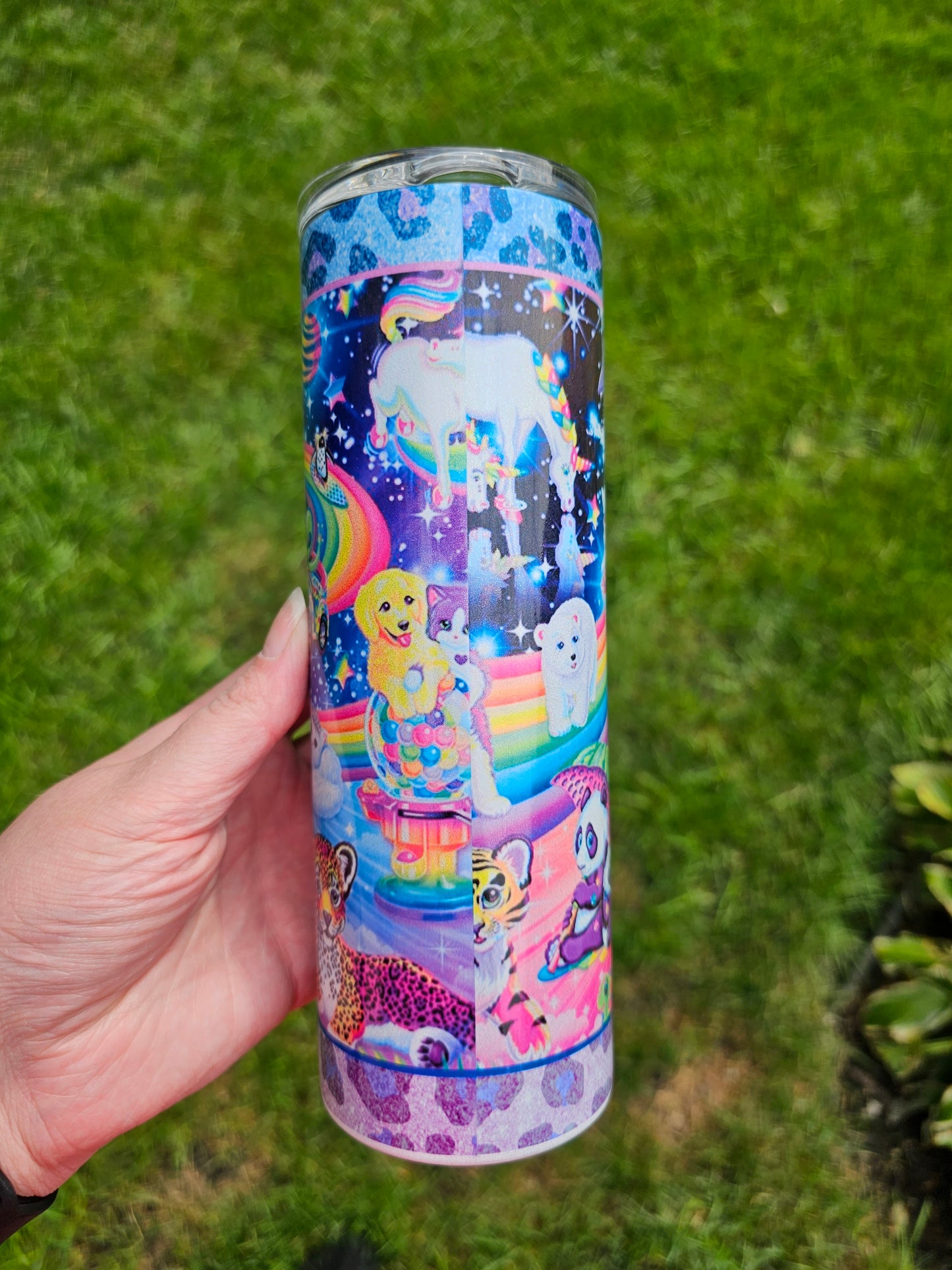 20 oz Holographic Skinny Lisa Frank Sublimation Tumbler - Imperfect