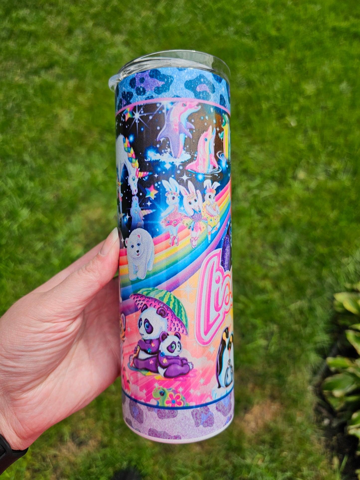 20 oz Holographic Skinny Lisa Frank Sublimation Tumbler - Imperfect