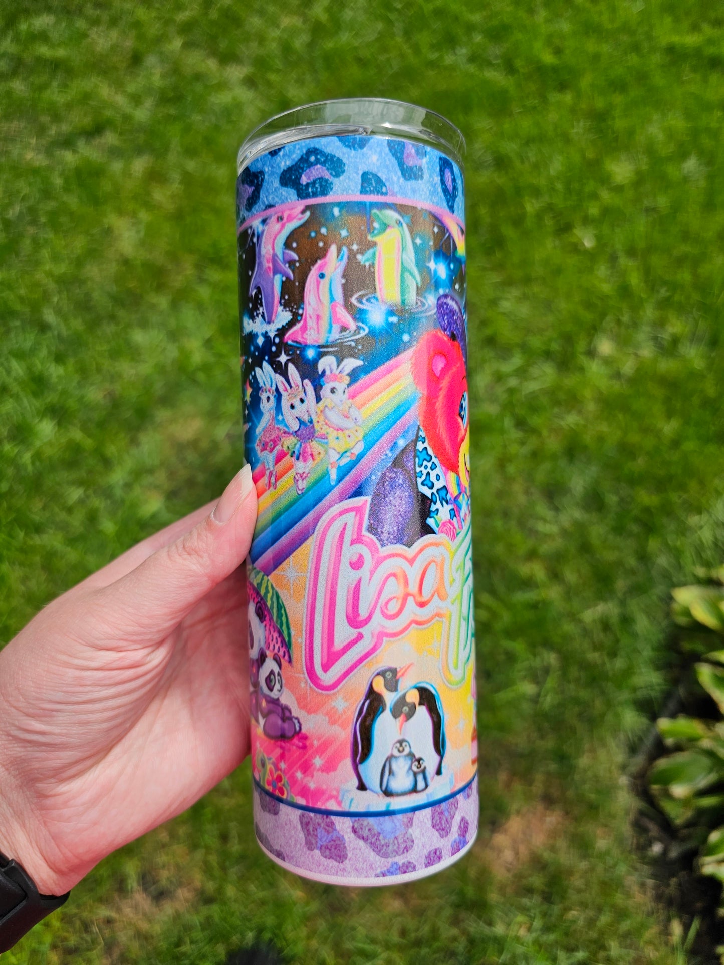 20 oz Holographic Skinny Lisa Frank Sublimation Tumbler - Imperfect
