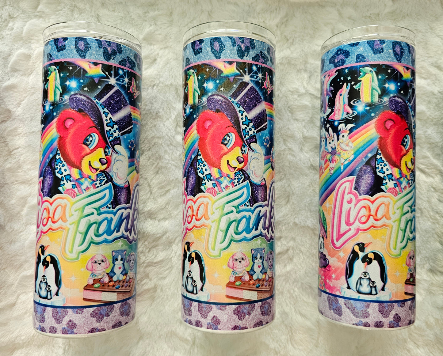 20 oz Holographic Skinny Lisa Frank Sublimation Tumbler - Imperfect
