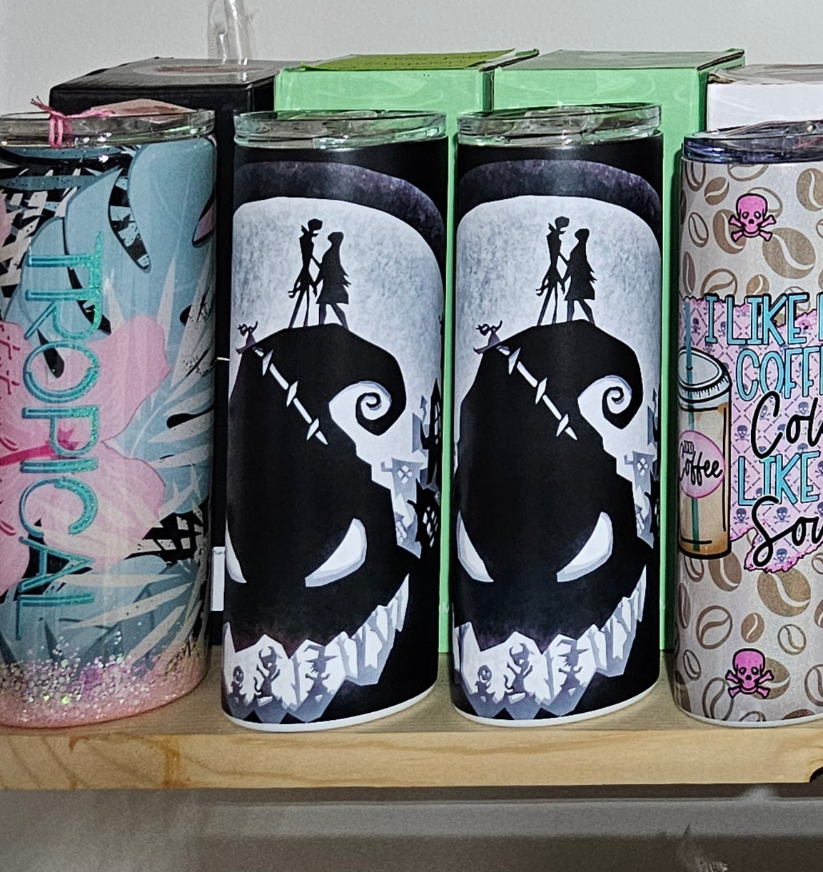 20 oz Skinny Oogie Boogie Mountain Glow-in-the-Dark Green Sublimation Tumbler - Imperfect