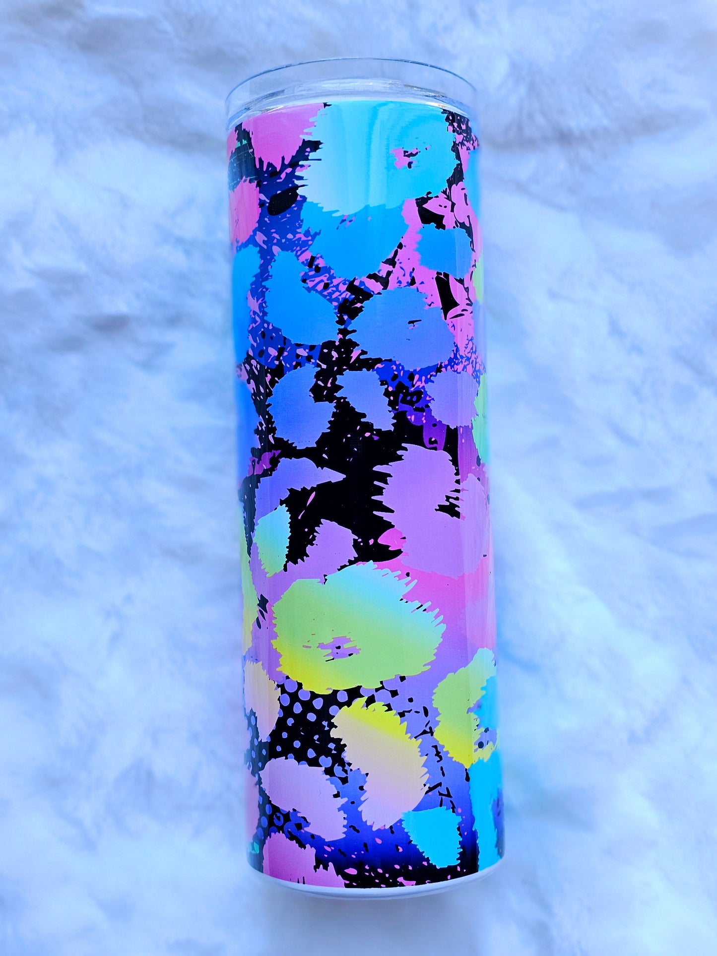 20 oz Vibrant Colorful Leopard Cheetah Print Splashed Paint Sublimation Tumbler - Imperfect