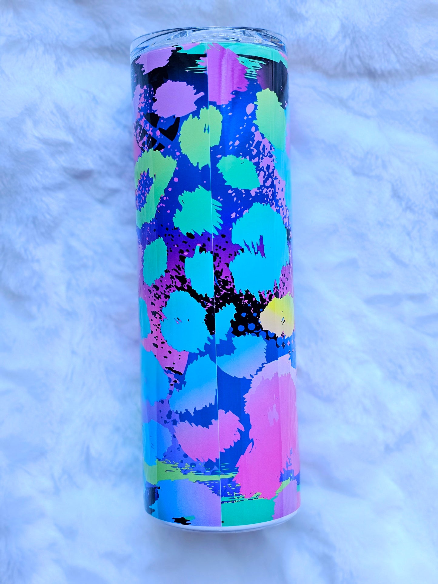 20 oz Vibrant Colorful Leopard Cheetah Print Splashed Paint Sublimation Tumbler - Imperfect