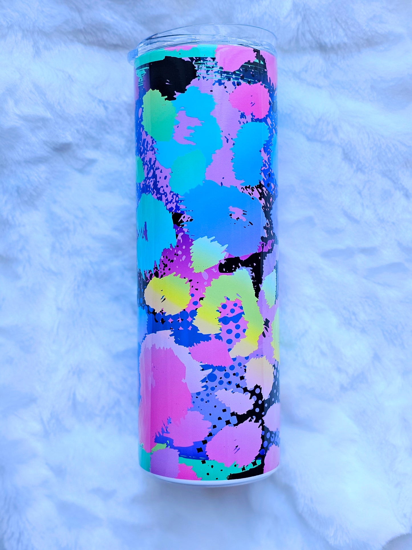 20 oz Vibrant Colorful Leopard Cheetah Print Splashed Paint Sublimation Tumbler - Imperfect
