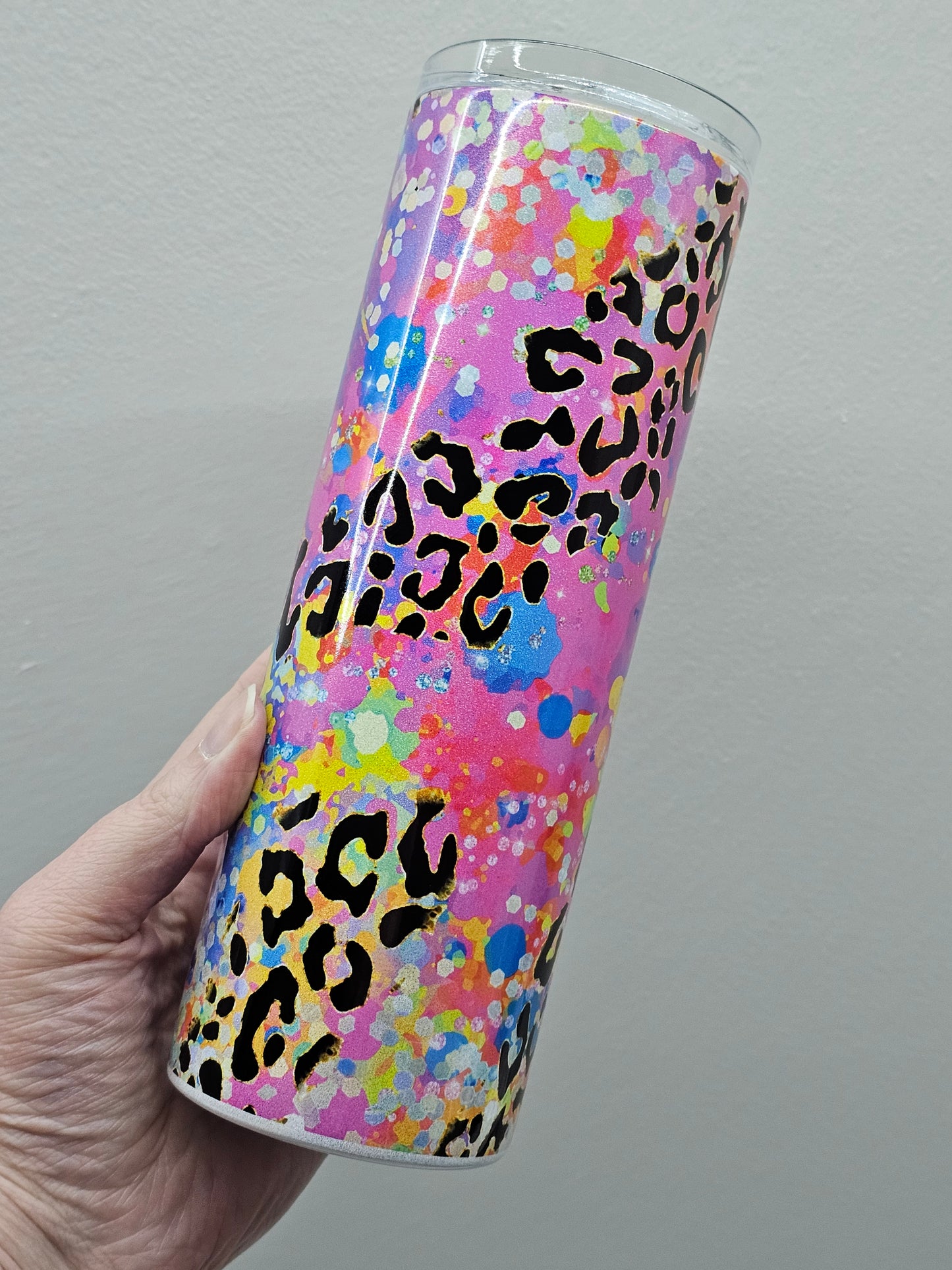 20 oz Vibrant Leopard Print Tracks Sublimation Tumbler