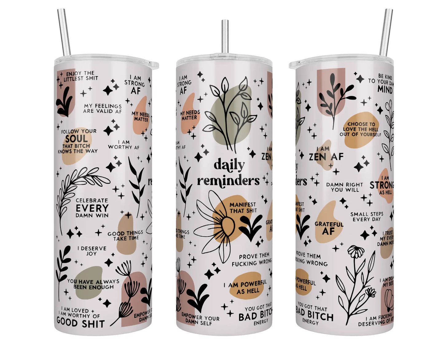 20 oz Holographic Daily Reminders Sublimation Tumbler