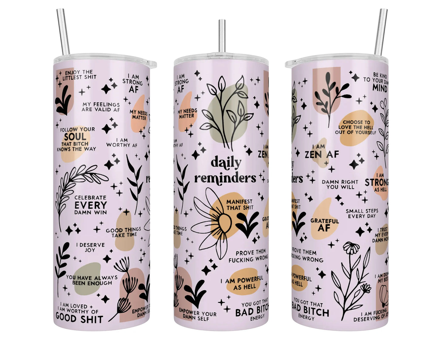 20 oz Holographic Daily Reminders Sublimation Tumbler