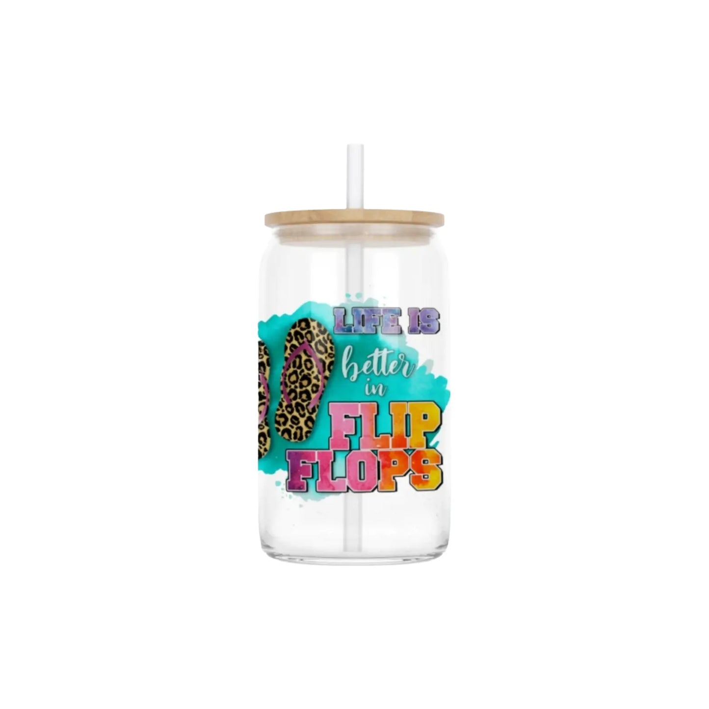 Life is Better in Flip Flops 16oz Clear Glass Can Set