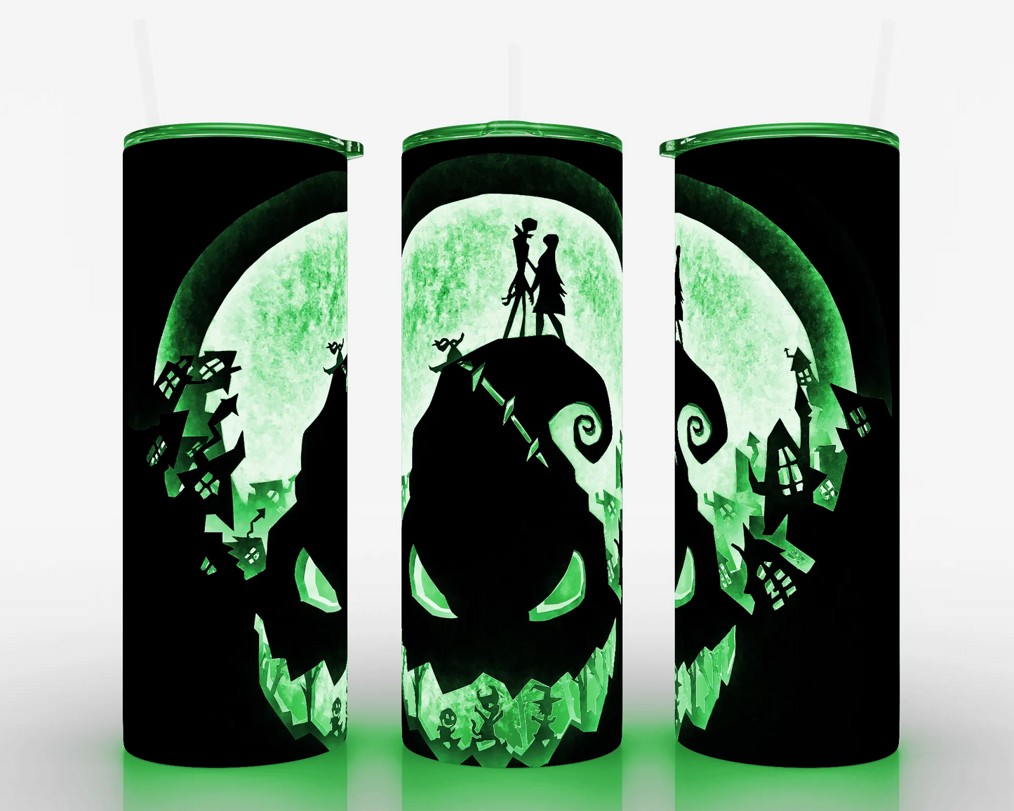 20 oz Skinny Oogie Boogie Mountain Glow-in-the-Dark Green Sublimation Tumbler - Imperfect