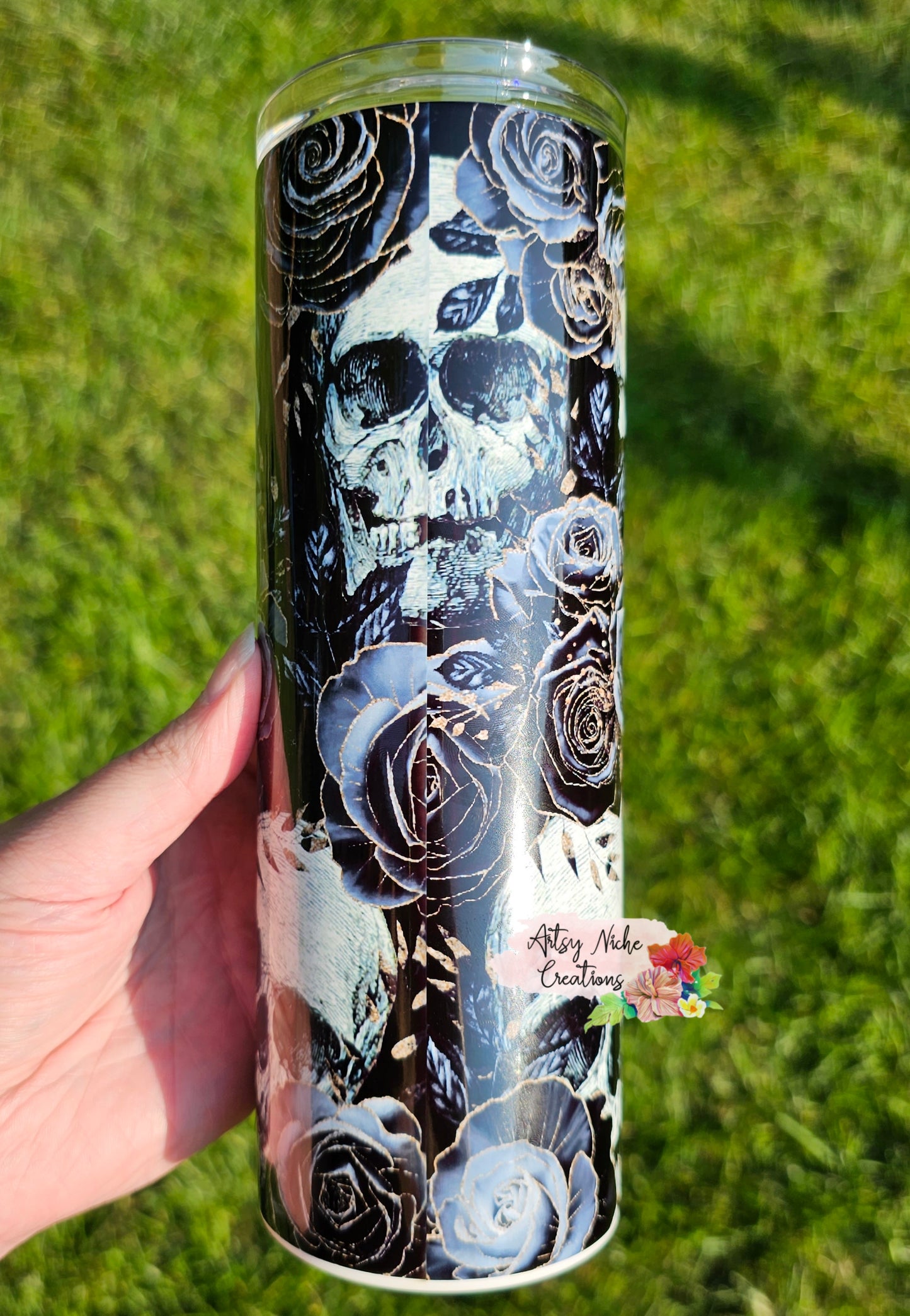 20 oz Skulls & Black Roses Apothecary Hocus Pocus Sublimation Tumbler - Imperfect