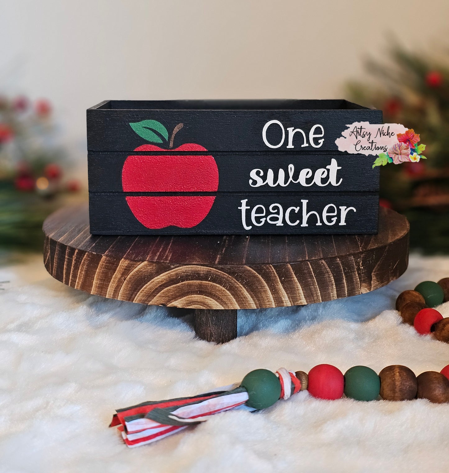 One Sweet Teacher Holiday Wood Mini Crate
