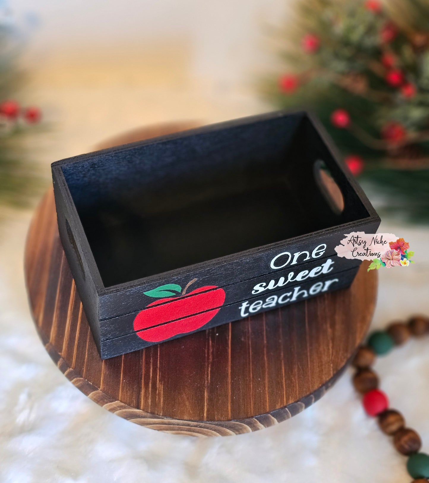 One Sweet Teacher Holiday Wood Mini Crate