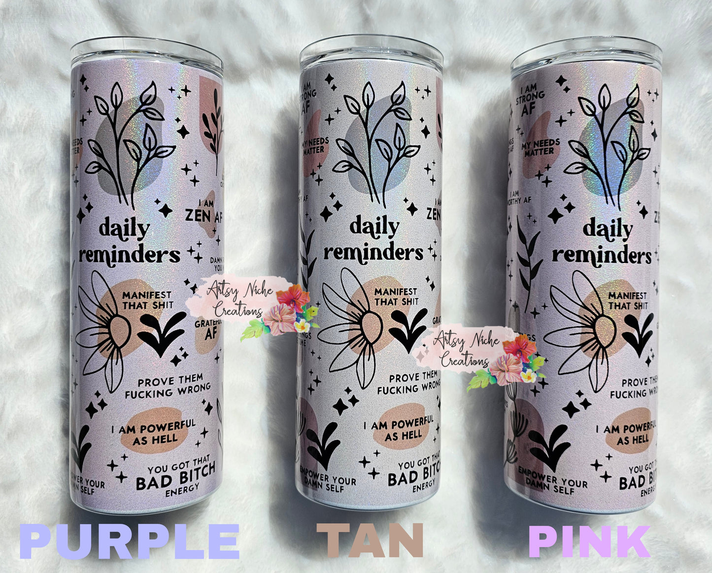 20 oz Holographic Daily Reminders Sublimation Tumbler