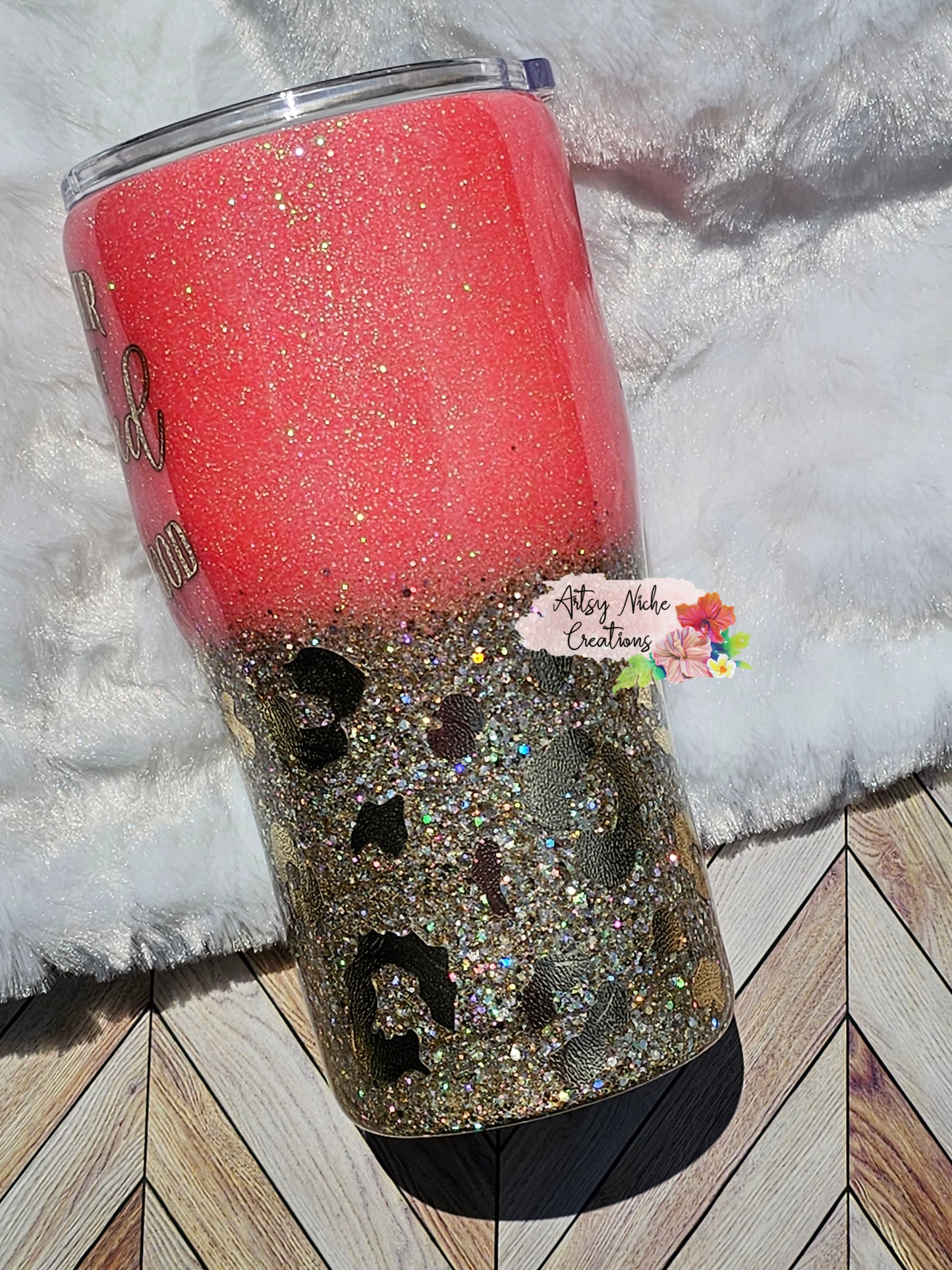 20 oz Modern Curve Another Fine Day Ruined Coral & Gold Ombre Leopard Print Epoxy Tumbler