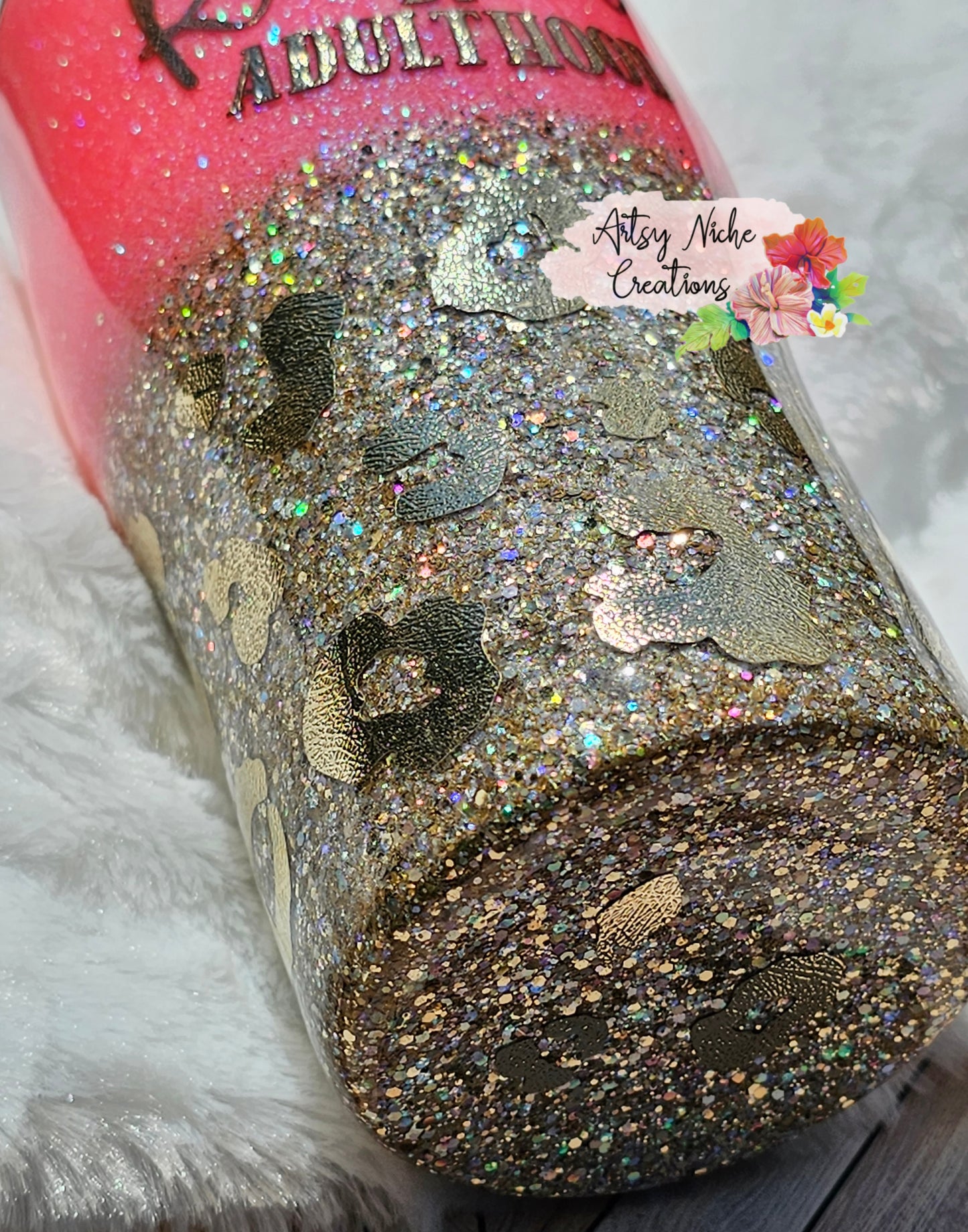 20 oz Modern Curve Another Fine Day Ruined Coral & Gold Ombre Leopard Print Epoxy Tumbler