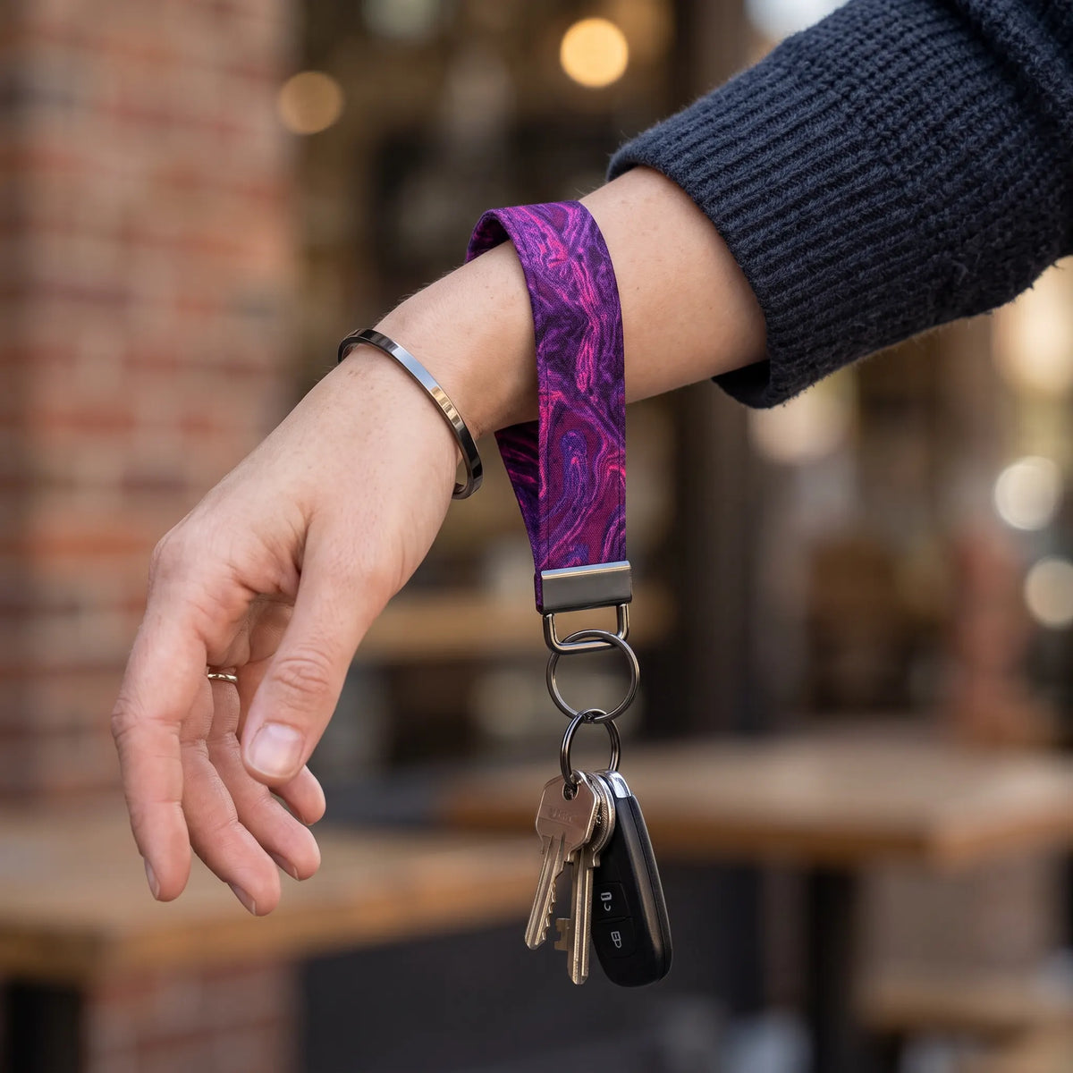 Purple Marble Keychain Wristlet