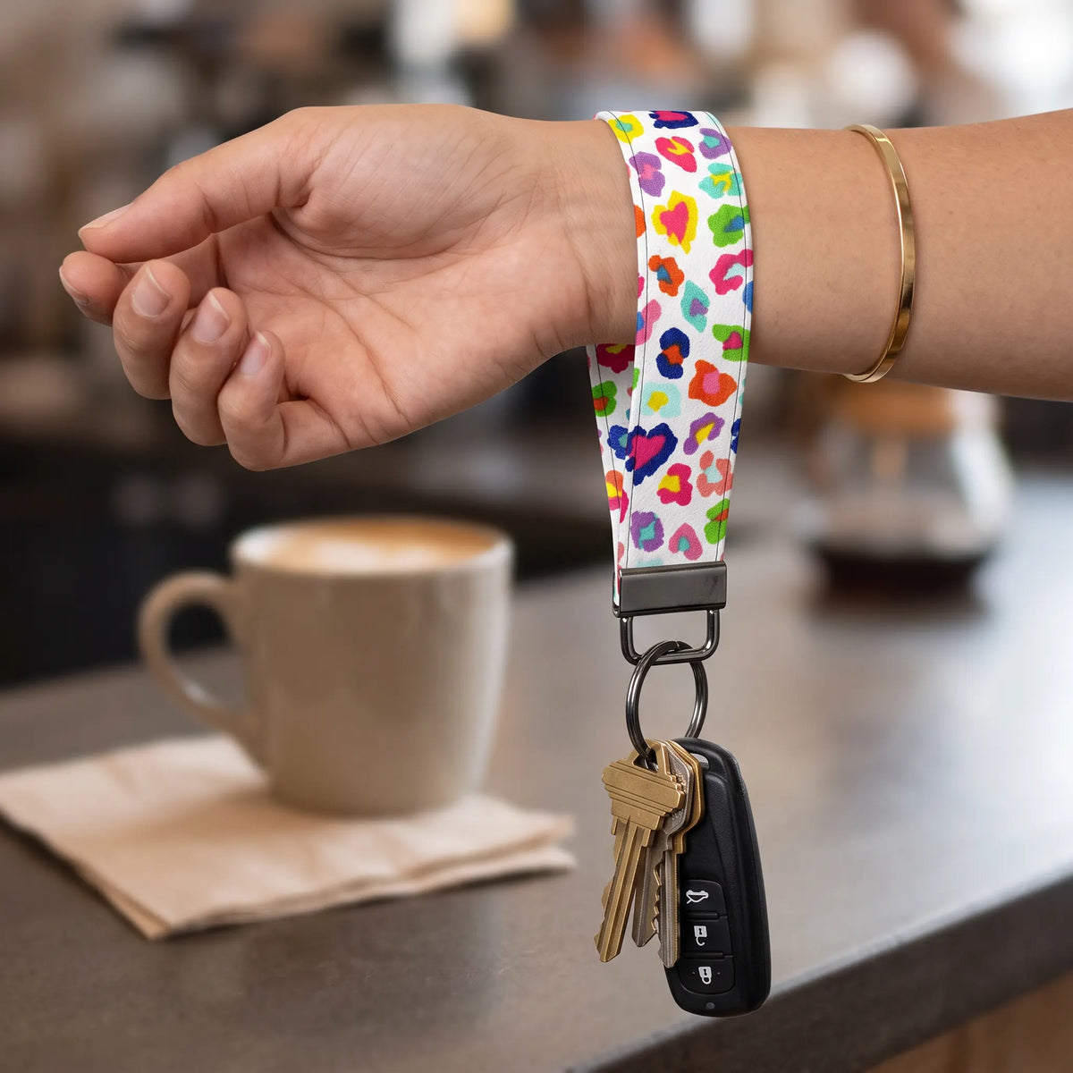 Colorful Neon Rainbow Cheetah Print Wristlet