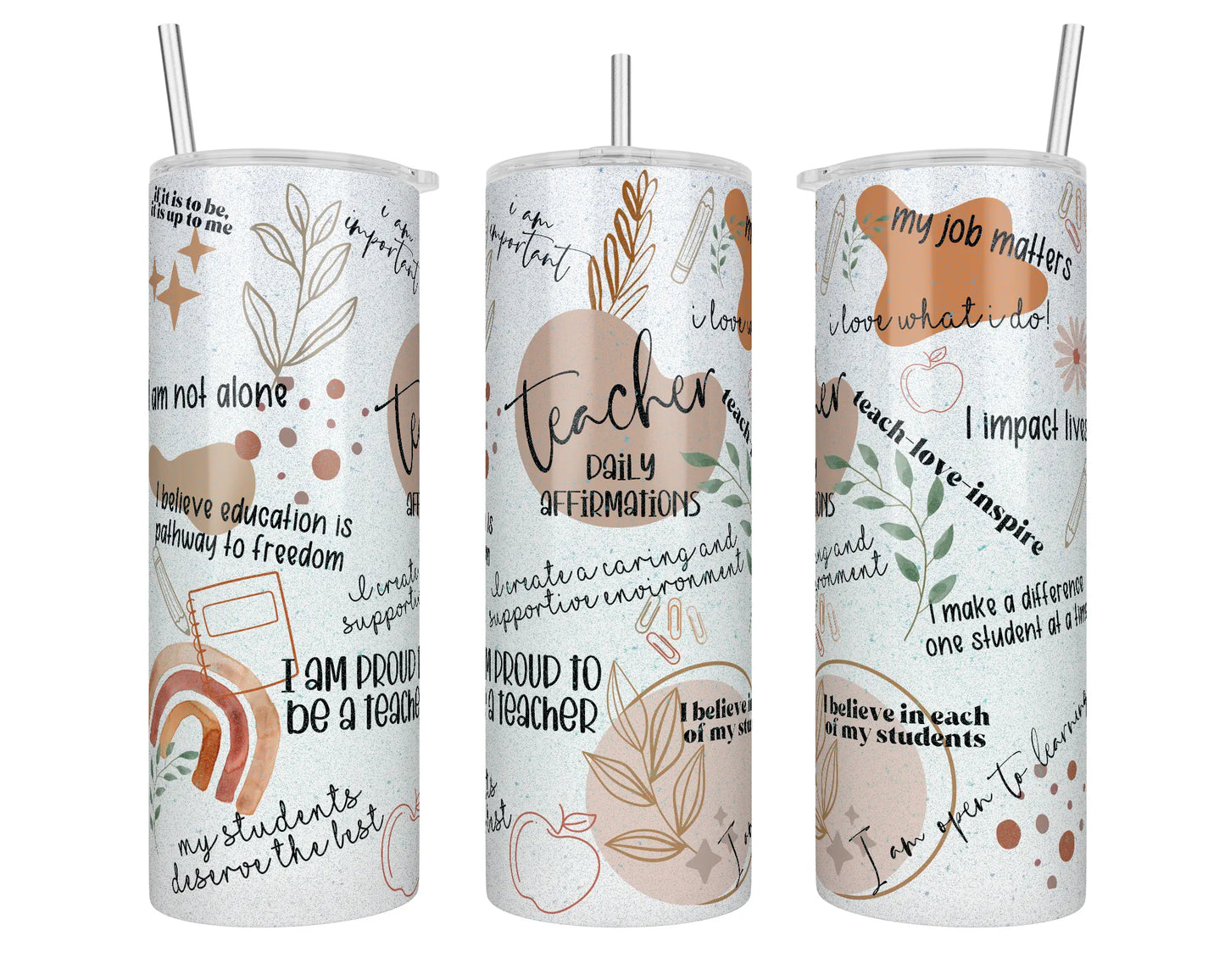 20 oz Holographic Teacher Daily Affirmations Sublimation Tumbler