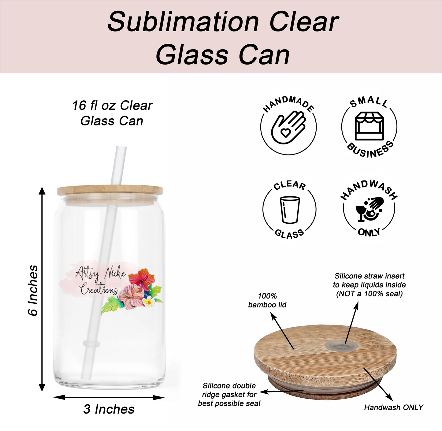 16 oz Sublimation Clear Glass Can Life Is Better In Flip Flops