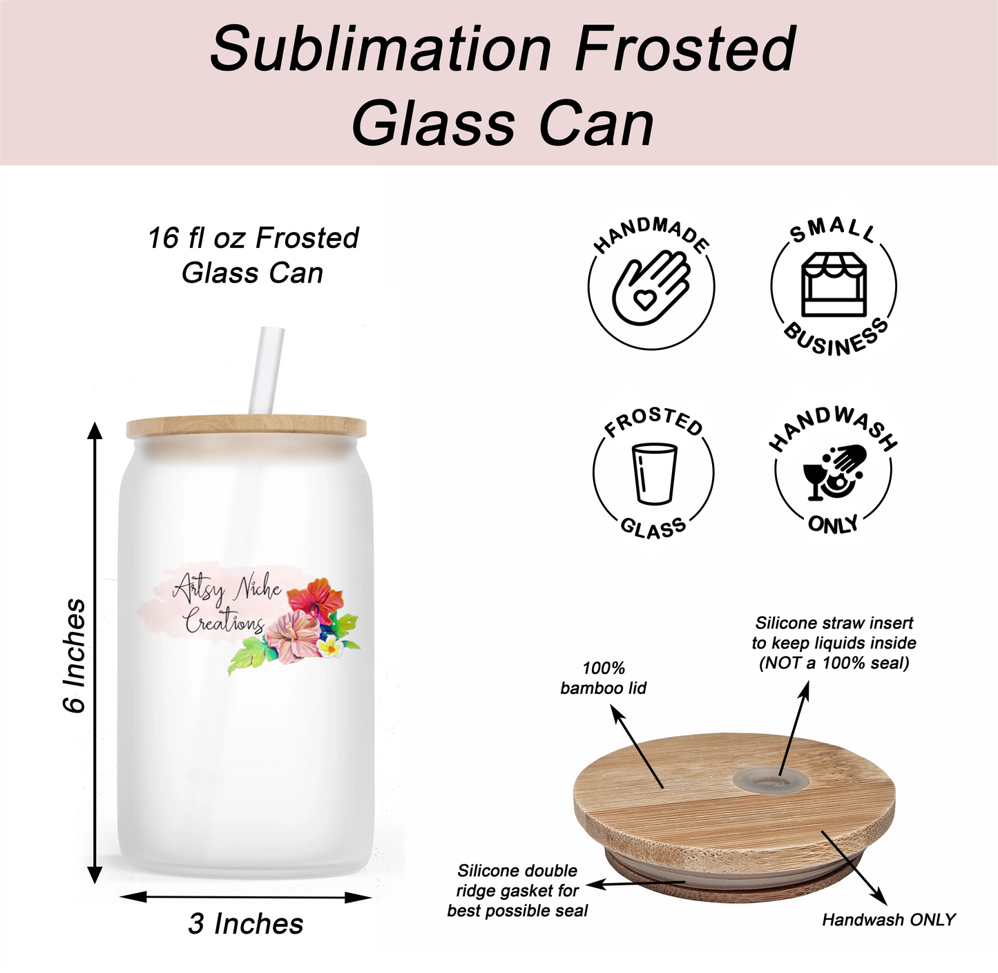 16 oz Sublimation Frosted Glass Can Dog Mom