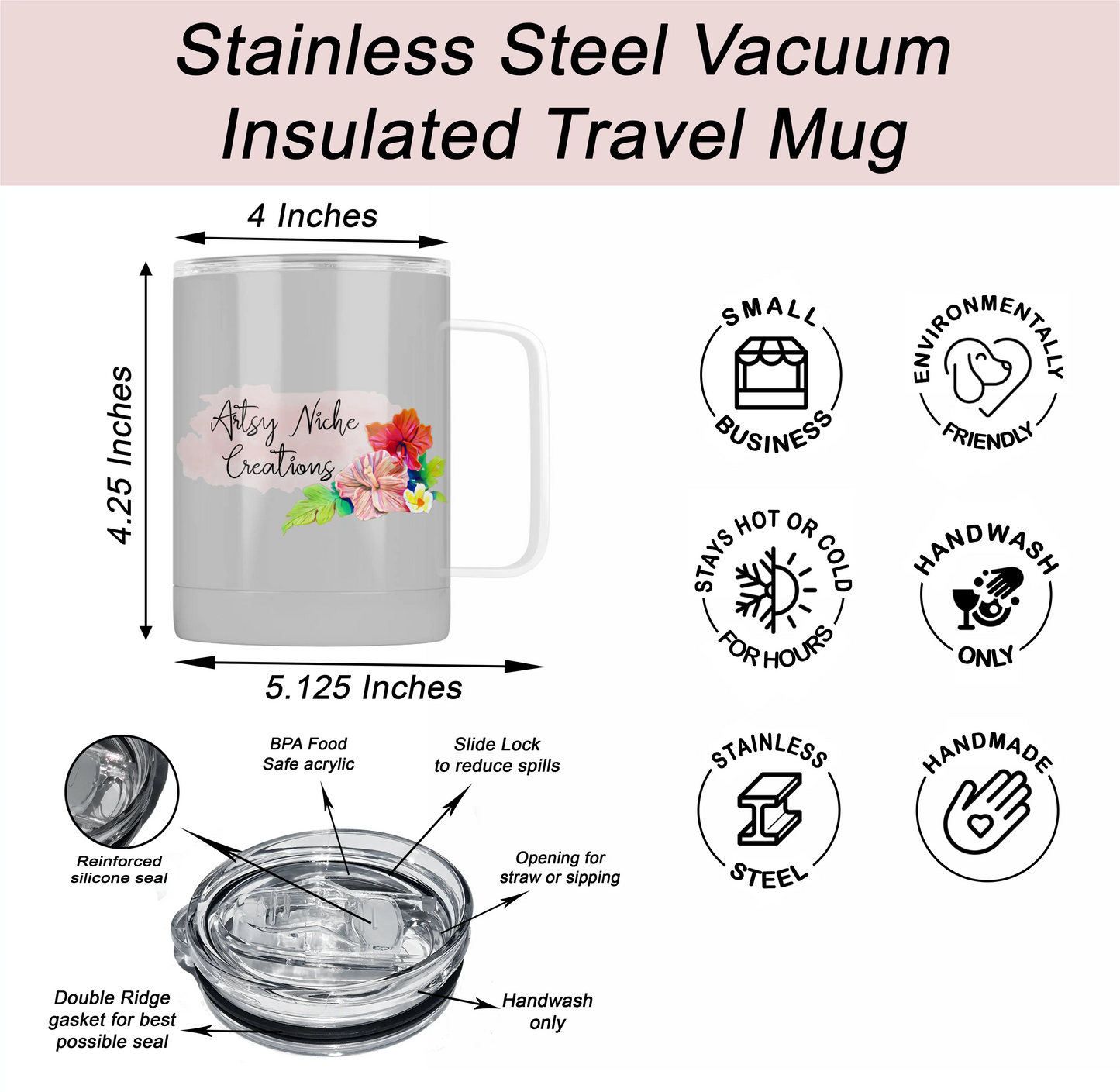 14 oz Dead Inside But Coffee Helps Sublimation Travel Coffee Mug
