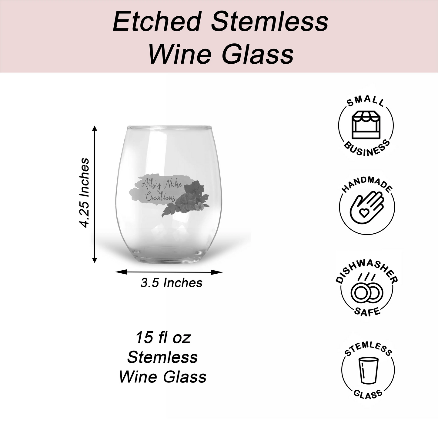 15 oz Etched Wine Glass Because Mommin' Ain't Easy