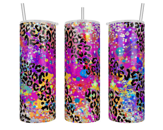 20 oz Vibrant Leopard Print Tracks Sublimation Tumbler