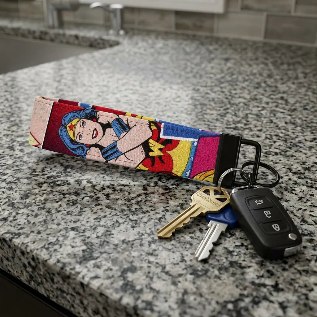 Retro Wonder Woman Comic Keychain Wristlet
