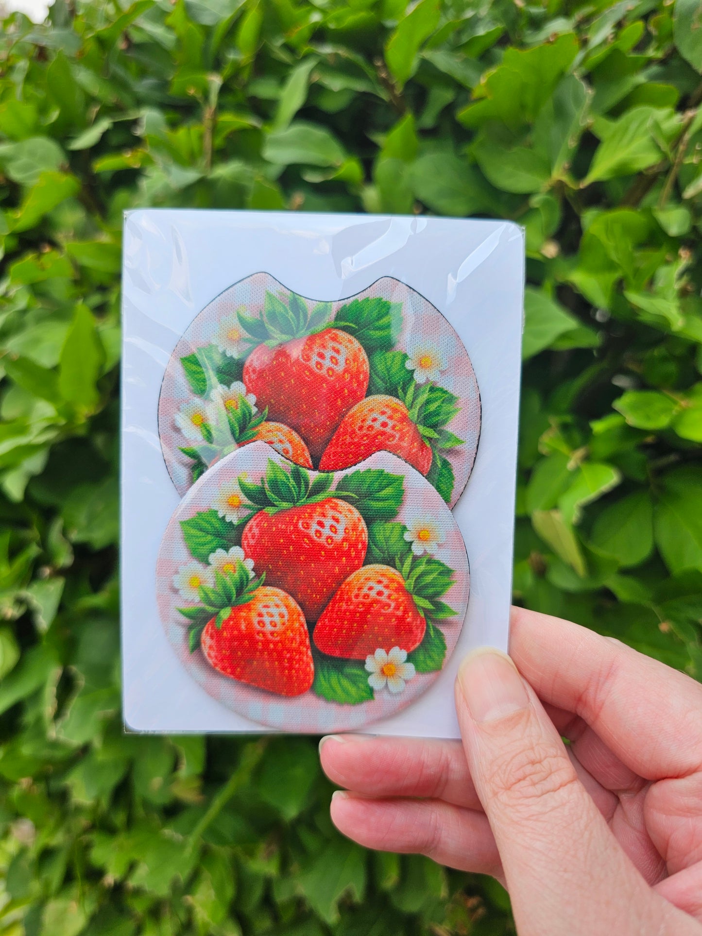 Strawberries 2 Pack Neoprene Car Coaster Set