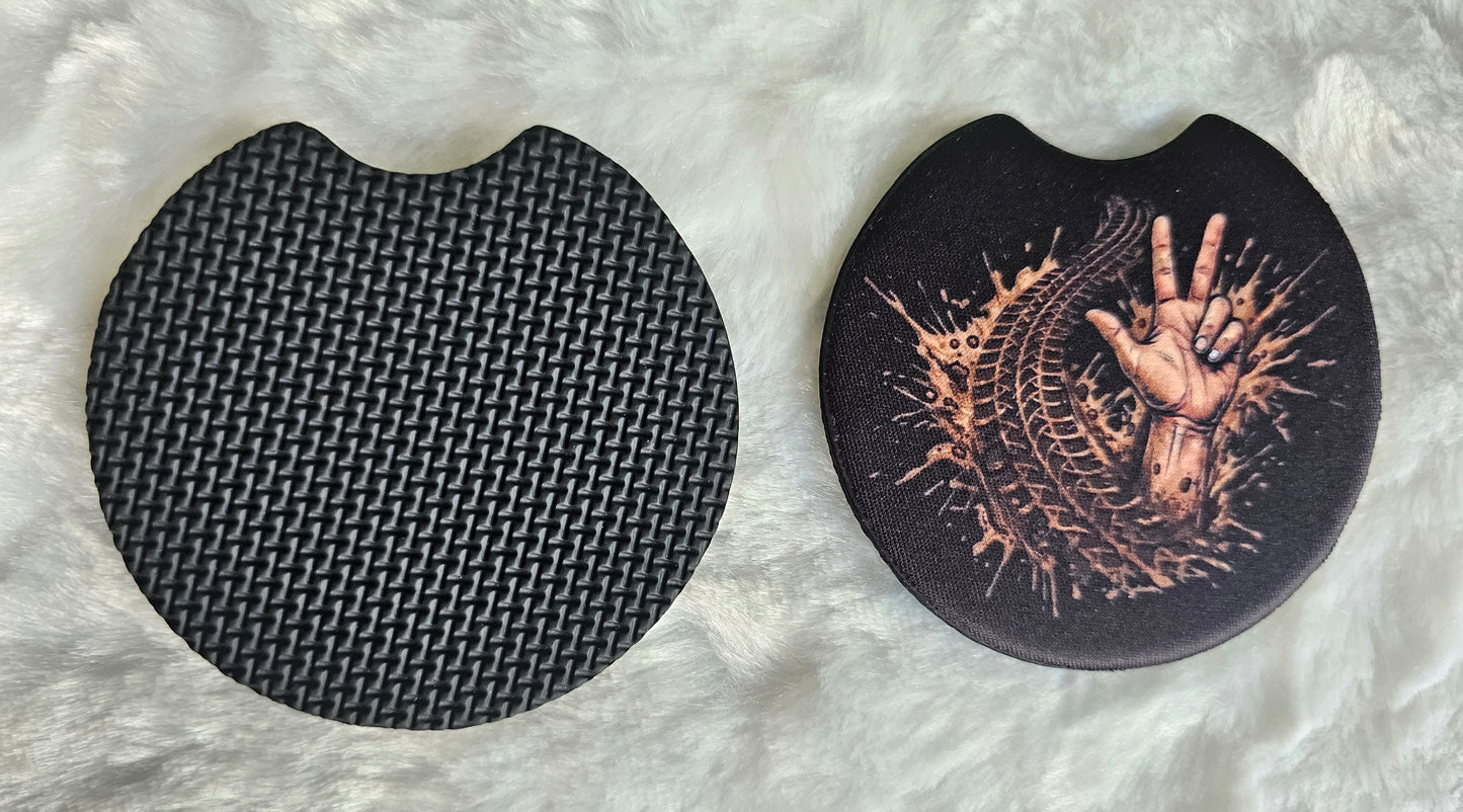 Offroad Peace Hand & Tire Track 2 Pack Neoprene Car Coaster Set