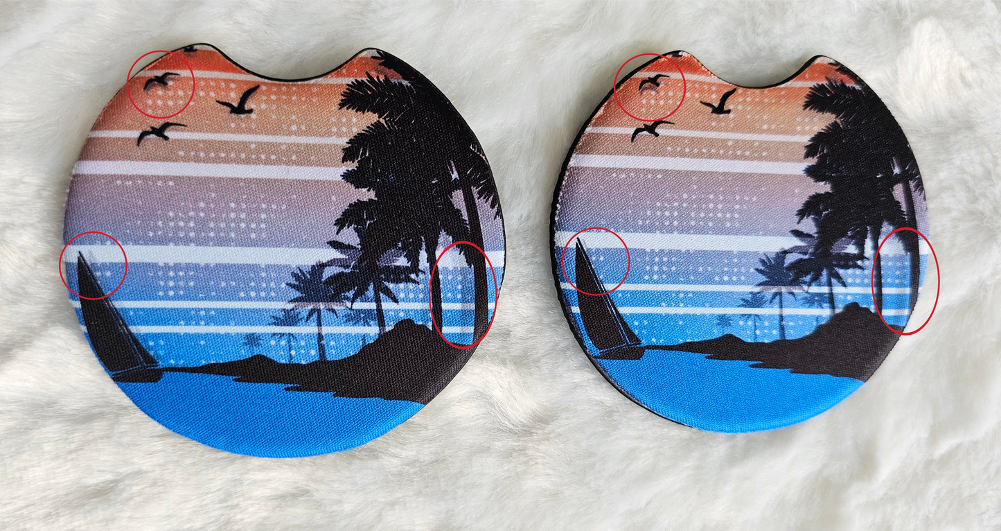 Tropical Sunset Sailing 2 Pack Neoprene Car Coaster Set