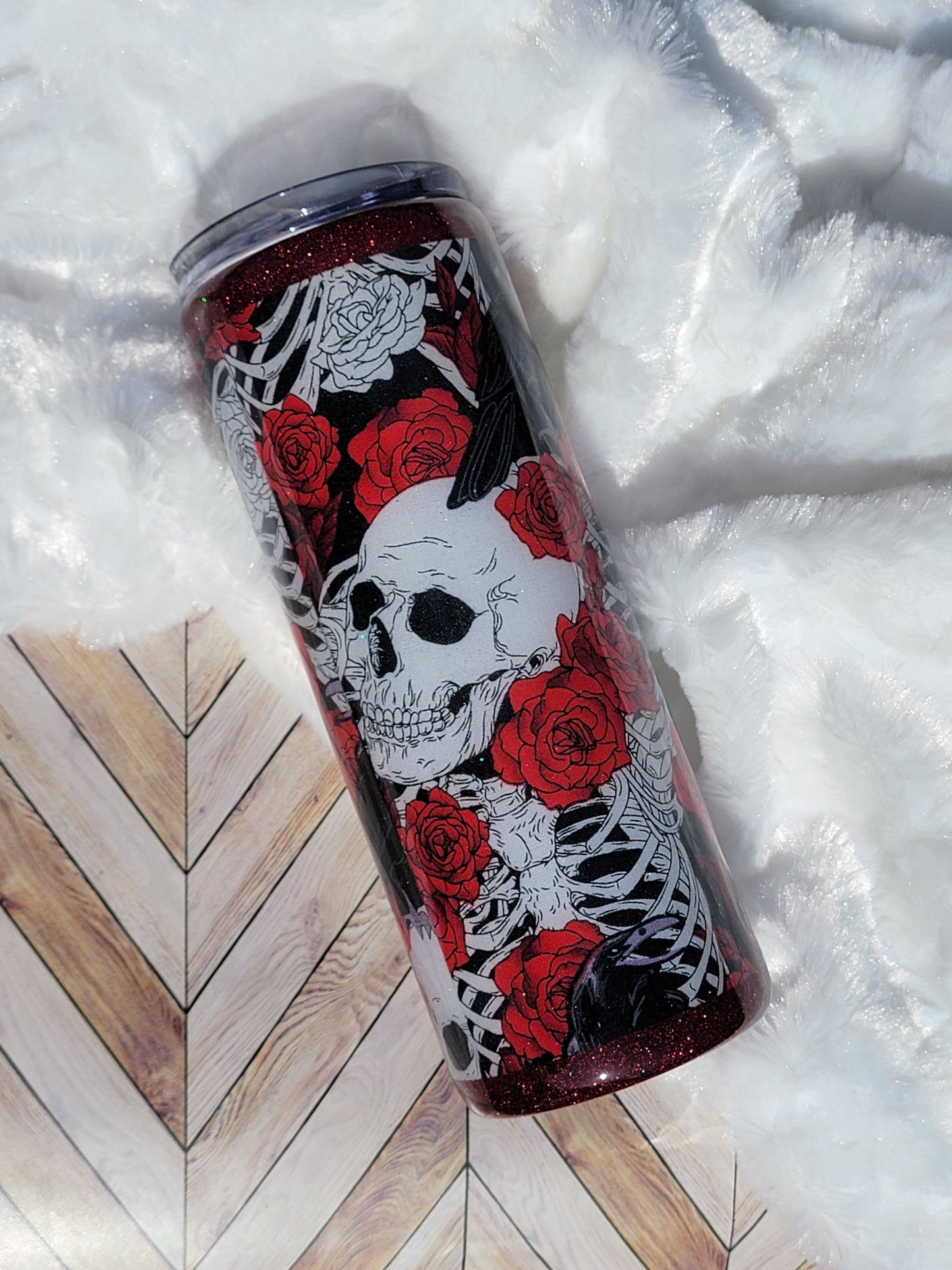 20 oz Red Rose and Skulls Epoxy Tumbler