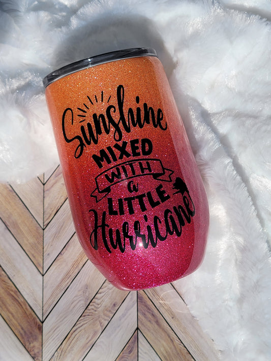 16 oz Sunshine Mixed with Hurricane Epoxy Wine Tumbler