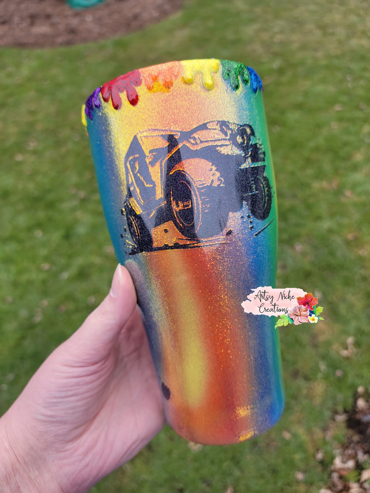 30 oz Modern Curve Double Peekaboo Airbrush Rainbow Sapphic Jeep Epoxy Tumbler