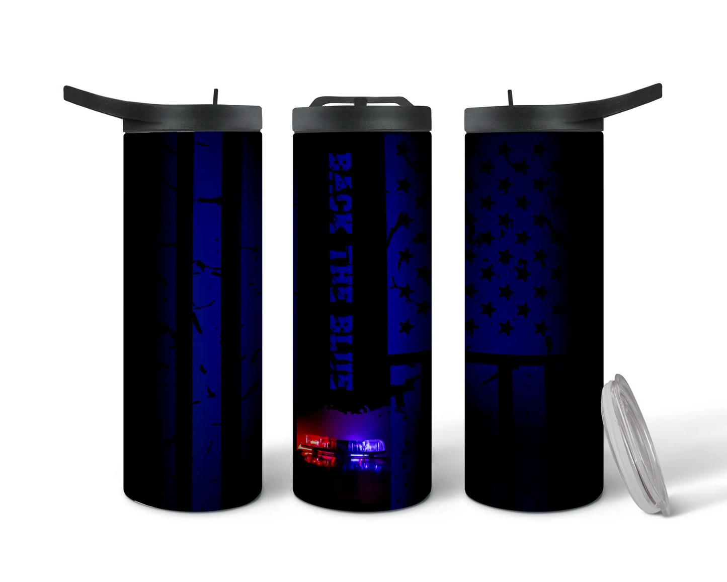 Police Back the Blue American Flag Sublimation Tumbler