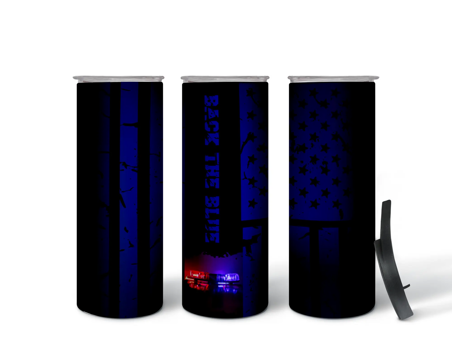 Police Back the Blue American Flag Sublimation Tumbler
