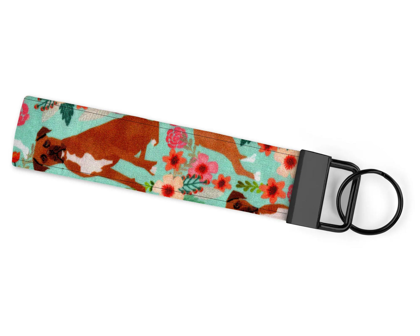 Boxer Dog Floral Print Wristlet