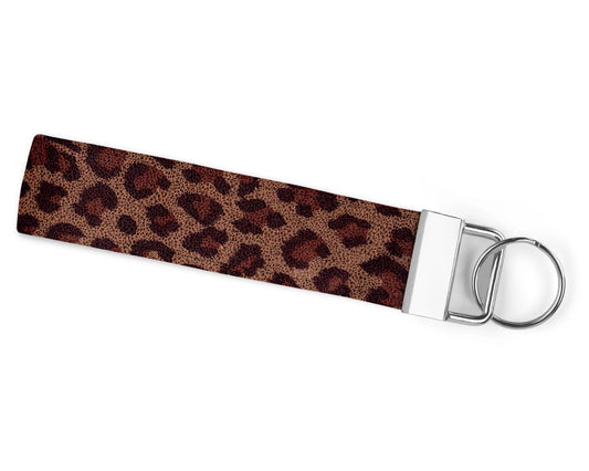 Brown Leopard Print Suede Wristlet
