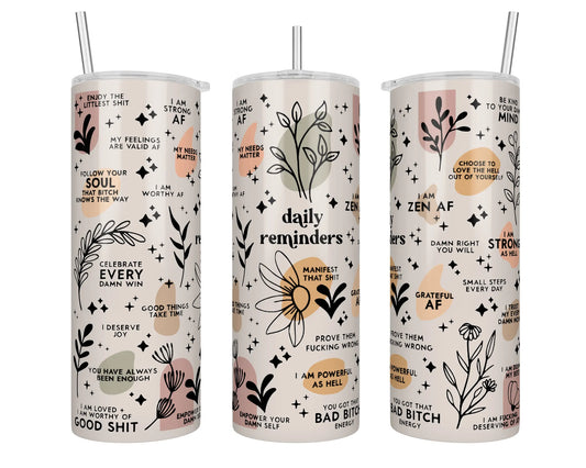 20 oz Holographic Daily Reminders Sublimation Tumbler