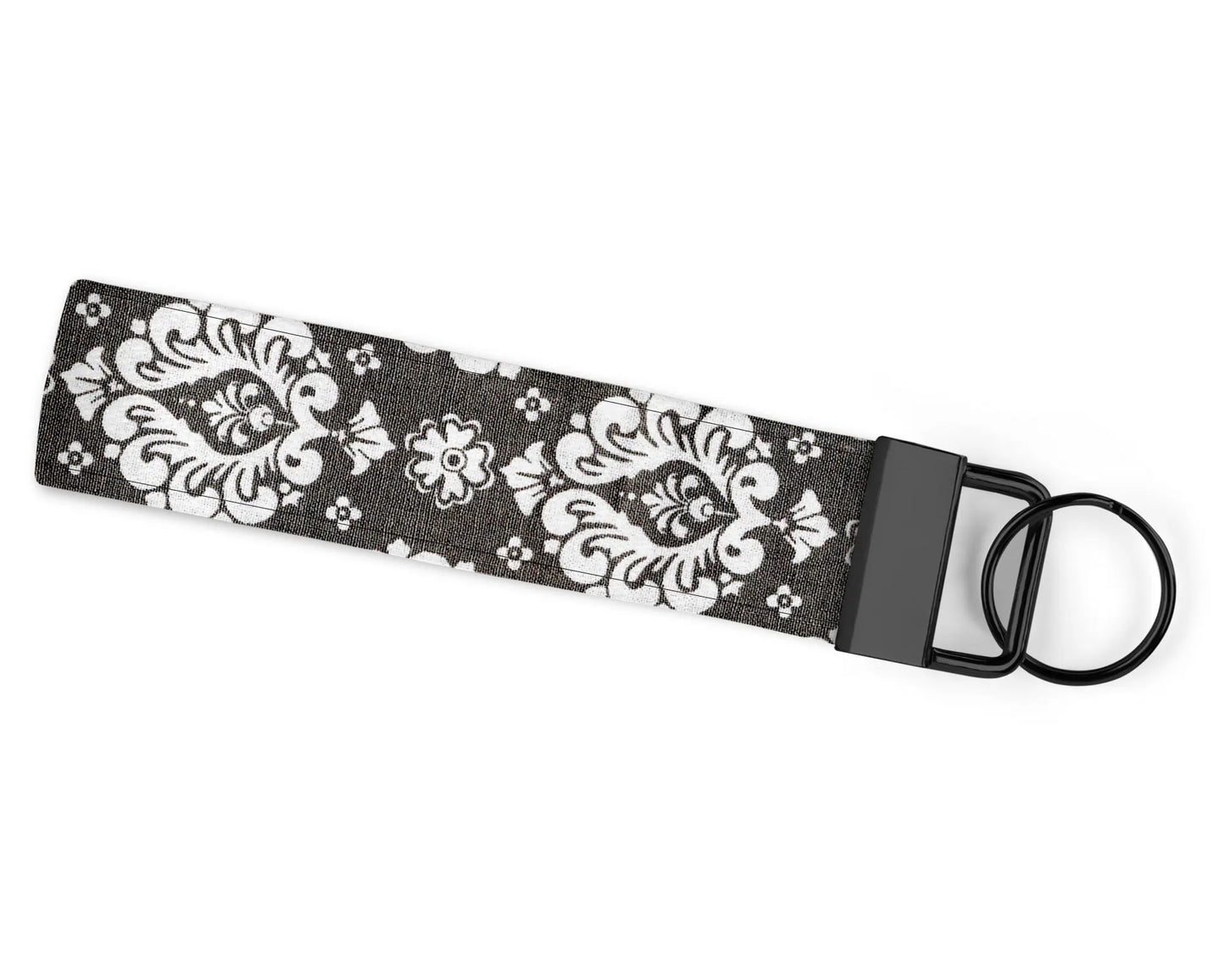 Grey Damask Wristlet