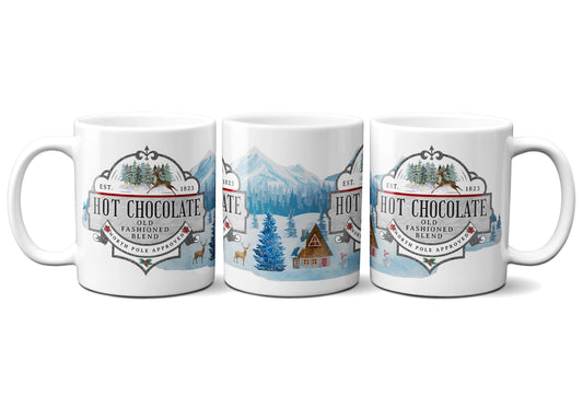 11 oz Hot Chocolate Christmas Scene Wrap ORCA Coated Dishwasher Safe Coffee Mug