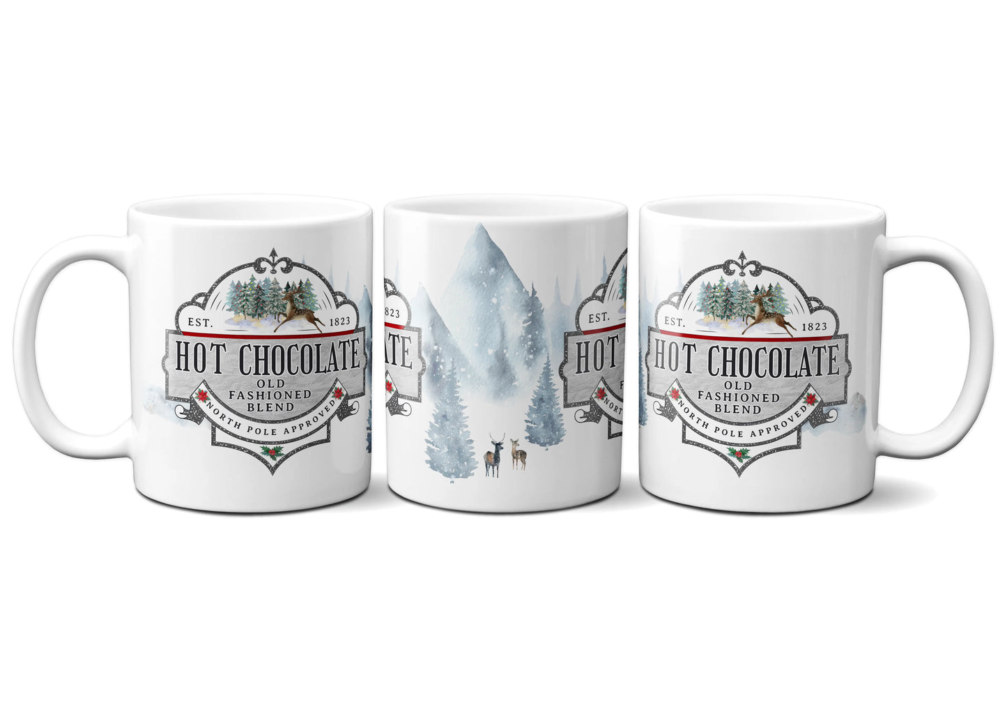 11 oz Hot Chocolate Winter Scene Wrap ORCA Coated Dishwasher Safe Coffee Mug