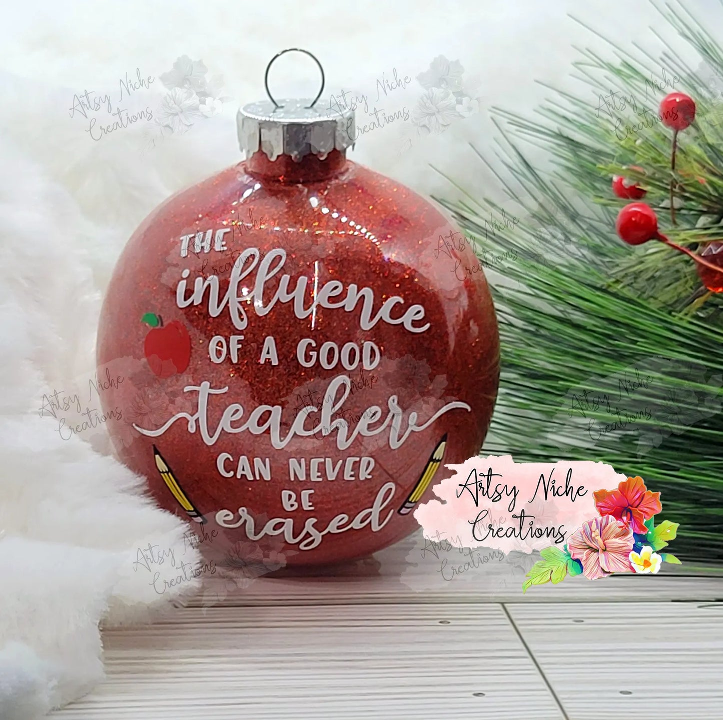 The Influence of a Good Teacher Double Pencil Christmas Ornament