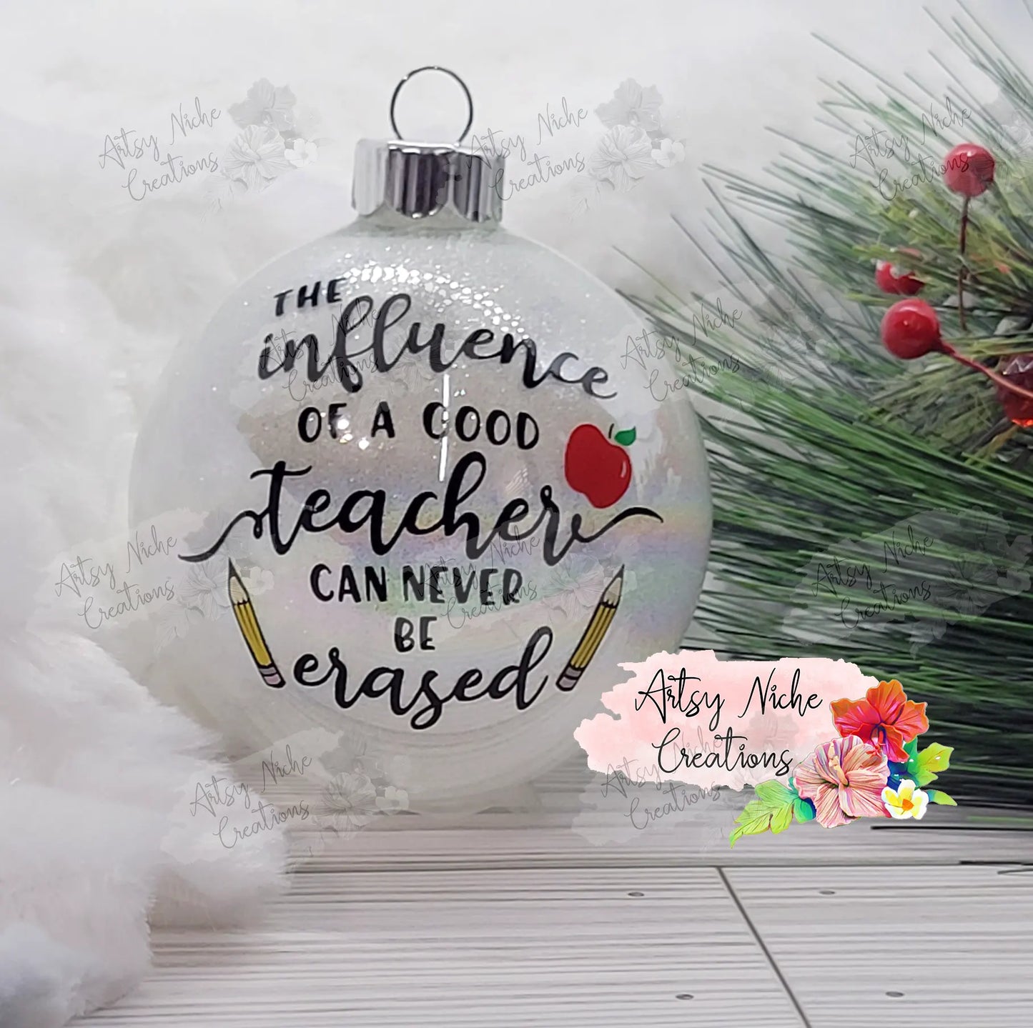 The Influence of a Good Teacher Double Pencil Christmas Ornament