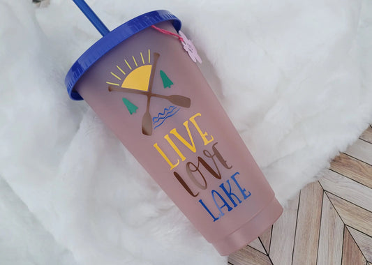 16 oz Color Changing Blue Live Love Lake Tumbler