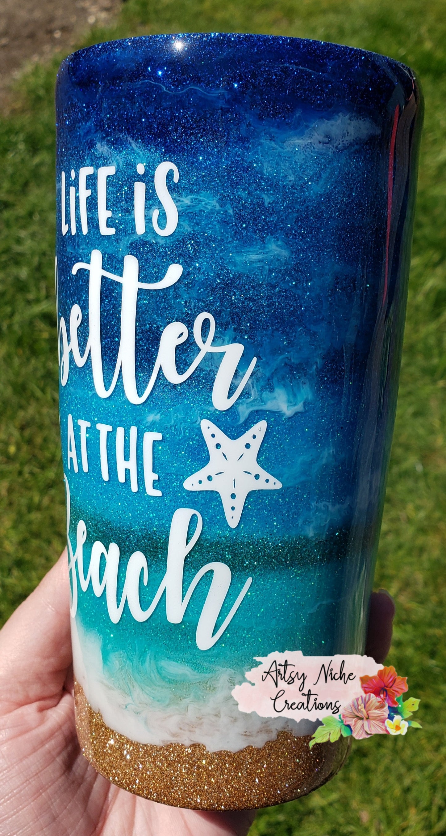 20 oz Tapered Life is Better at the Beach Epoxy Tumbler