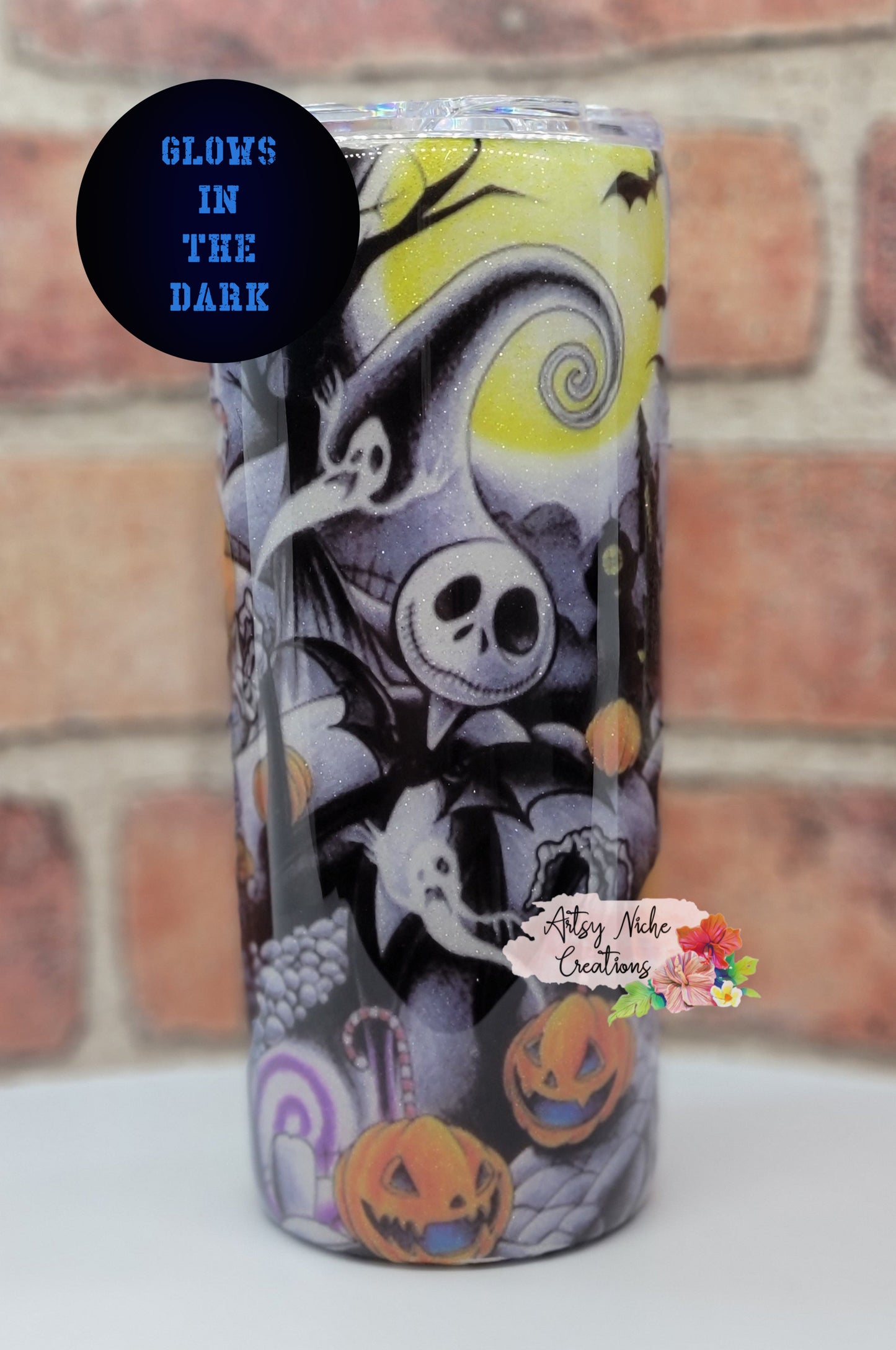 20 oz Glow-in-the-Dark Blue Nightmare Before Christmas Epoxy Tumbler